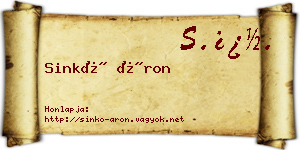 Sinkó Áron névjegykártya